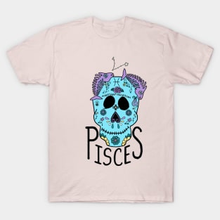 Pisces Zodiac Dia De Los Muertos Style T-Shirt